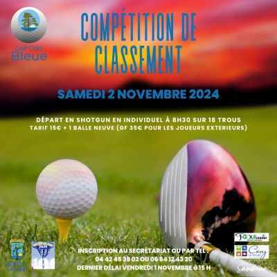 27/10/2024 - COMPETITION DE CLASSEMENT SAMEDI  2  NOVEMBRE 2024