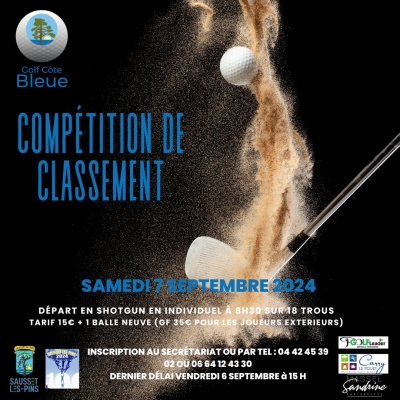 28/08/2024 - COMPETITION DE CLASSEMENT samedi 7 septembre 2024